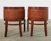Set of Six Ralph Lauren Mahogany Rattan Barrel Dining Chairs