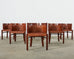 Set of Six Ralph Lauren Mahogany Rattan Barrel Dining Chairs