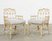 Set of Six McGuire Rattan Cathedral Back Rattan Dining Chairs