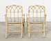 Set of Six McGuire Rattan Cathedral Back Rattan Dining Chairs