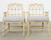 Set of Six McGuire Rattan Cathedral Back Rattan Dining Chairs