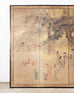 19th C. Japanese Edo Six Panel Screen Chinese Official's Gathering