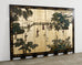 Chinese Export Six Panel Coromandel Screen Gilt Courtyard