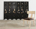 Chinese Six-Panel Carved Hardstone Lacquered Coromandel Screen