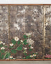 Japanese Edo Six Panel Screen Chrysanthemums on Silver Leaf