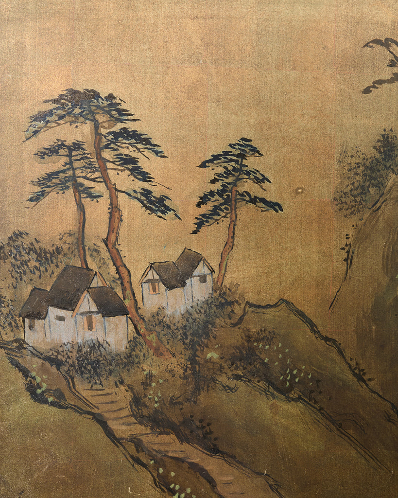 Japanese Showa Six Panel Screen Mountain Landscape – Erin Lane Estate