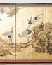 Japanese Style Four Panel Screen Flock of Cranes in Pine