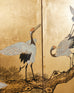 Japanese Style Four Panel Screen Flock of Cranes in Pine