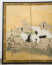 Japanese Showa Four Panel Screen Cranes in Stream