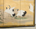 Japanese Showa Four Panel Screen Cranes in Stream