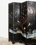 Chinese Export Eight Panel Coromandel Screen Blue Mountain Pavilion