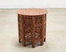 Moorish Style Carved Teak Inlaid Round Tabouret Drink Table