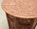 Moorish Style Carved Teak Inlaid Round Tabouret Drink Table