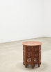 Moorish Style Carved Teak Inlaid Round Tabouret Drink Table
