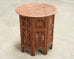 Moorish Style Carved Teak Inlaid Round Tabouret Drink Table