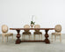 Country Italian Oak Farmhouse Trestle Dining Table Round Ends