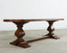 Country Italian Oak Farmhouse Trestle Dining Table Round Ends
