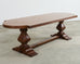 Country Italian Oak Farmhouse Trestle Dining Table Round Ends