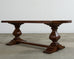 Country Italian Oak Farmhouse Trestle Dining Table Round Ends