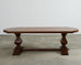 Country Italian Oak Farmhouse Trestle Dining Table Round Ends