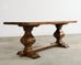 Country Italian Provincial Walnut Farmhouse Trestle Dining Table