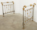 Pair of English Victorian Style Brass Steel Twin Sleigh Beds