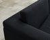 Modern Curved Sofa in Black Linen After Edward Wormley