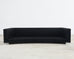 Modern Curved Sofa in Black Linen After Edward Wormley