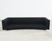 Modern Curved Sofa in Black Linen After Edward Wormley