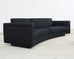 Modern Curved Sofa in Black Linen After Edward Wormley