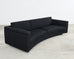 Modern Curved Sofa in Black Linen After Edward Wormley