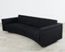 Modern Curved Sofa in Black Linen After Edward Wormley