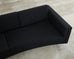 Modern Curved Sofa in Black Linen After Edward Wormley