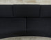 Modern Curved Sofa in Black Linen After Edward Wormley