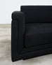 Modern Curved Sofa in Black Linen After Edward Wormley