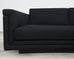 Modern Curved Sofa in Black Linen After Edward Wormley