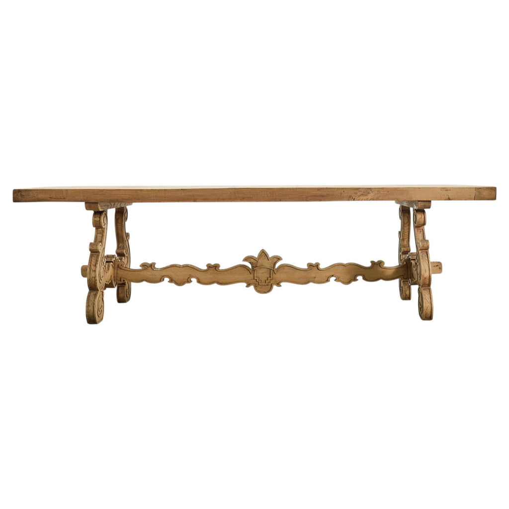 19th C. Spanish Baroque Bleached Oak Farmhouse Dining Table