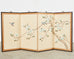Japanese Style Four Panel Screen Magnolia Tree with Song Birds