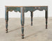 Distressed Country Farmhouse Painted Pine Work Dining Table