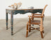 Distressed Country Farmhouse Painted Pine Work Dining Table