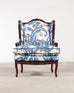 Louis XV Style Wingback Bergere á Oreilles Crewel Work