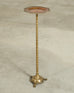 Mid-Century Brass Faux-Bamboo Pedestal Martini Drink Table