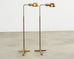 Pair of Midcentury Casella Patinated Brass Pharmacy Floor Lamps