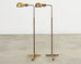 Pair of Midcentury Casella Patinated Brass Pharmacy Floor Lamps
