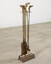 Brass Equestrian Horse Motif Fireplace Tool Set with Stand