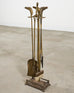 Brass Equestrian Horse Motif Fireplace Tool Set with Stand