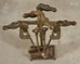 Brass Equestrian Horse Motif Fireplace Tool Set with Stand