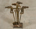 Brass Equestrian Horse Motif Fireplace Tool Set with Stand
