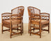 Pair of Brighton Pavilion Style Bamboo Rattan Dining Armchairs