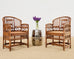 Pair of Brighton Pavilion Style Bamboo Rattan Dining Armchairs